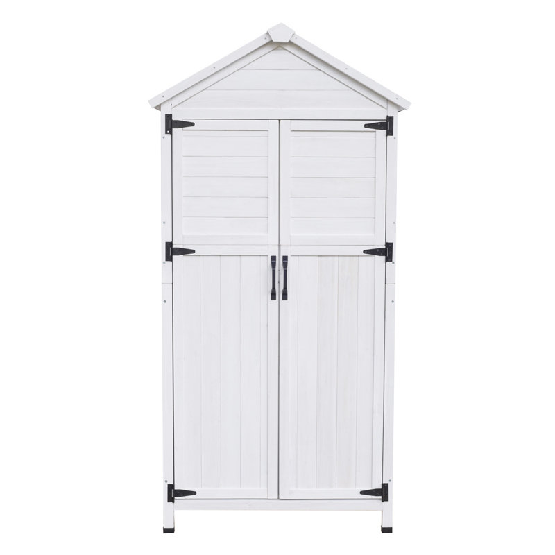 Storage Shed with Double Doors (White)