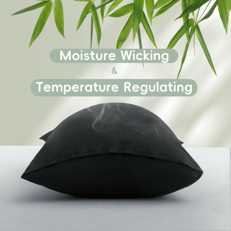 Cooling Rayon From Bamboo Soft Comfortable Pillowcases, Black, Queen Pillow Case