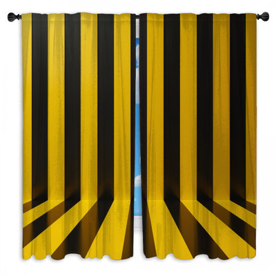 Rideaux de fenêtre jaunes et noirs à rayures transparentes et obscurcissantes - 2 panneaux