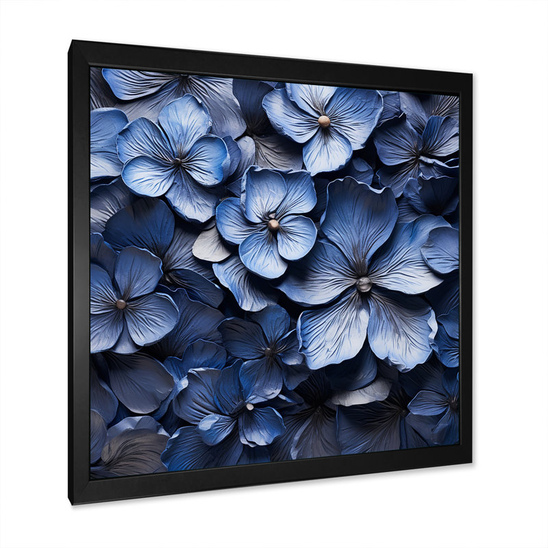 Beauté ornée bleue sur toile, H 30 po x l 30 po x P 1 po, Cadre simple noir