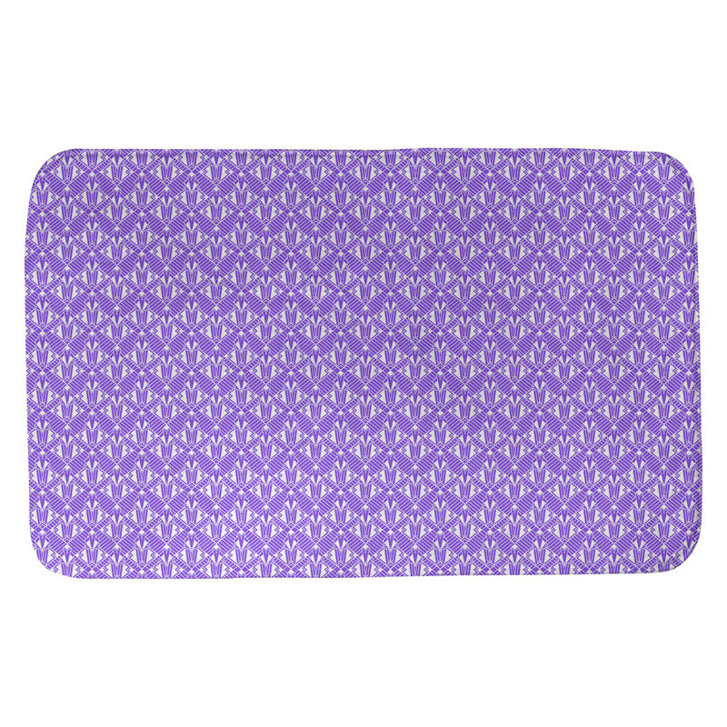 Tapis de salle de bain déco Leffel, l 21 po x L 34 po, Mauve / Blanc