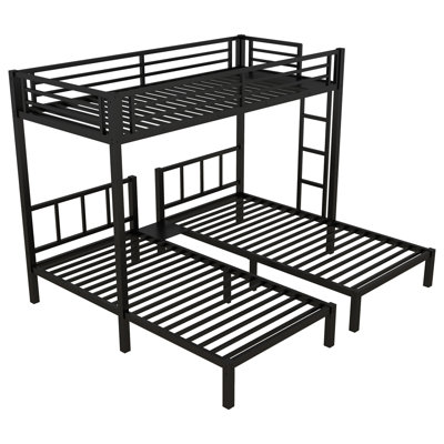 Twin over Twin & Twin Bunk Beds for 3, Twin XL over Twin & Twin Bunk Bed Metal Triple Bunk Bed, Black