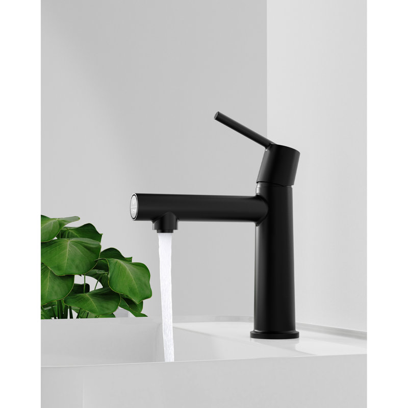 Robinet de lavabo de salle de bain à poignée simple - 1 trou fixé au comptoir, interrupteur de débit et de fontaine, résistance aux rayures, protection contre la corrosion, écoénergétique, installation rapide et facile