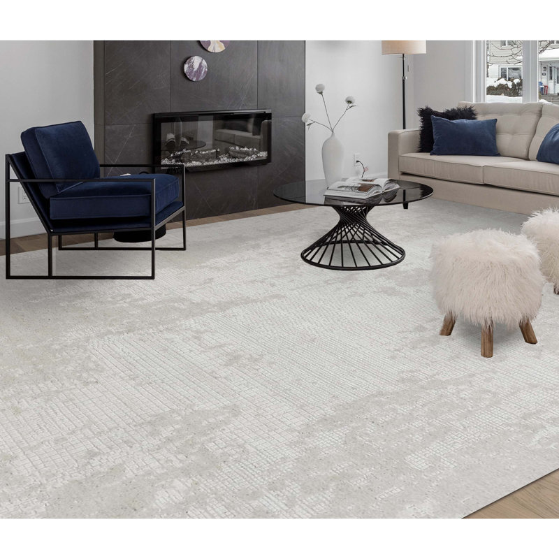 Tapis beige noué à la main de haute qualité, Rectangle 6 pi x 9 pi