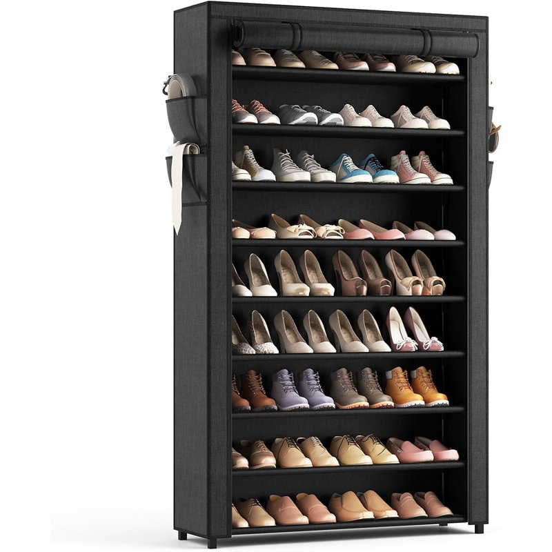 Range-chaussures à 10 niveaux avec housse, range-chaussures vertical pour jusqu'à 40 paires, placard, vestibule, dortoir ou chambre à coucher
