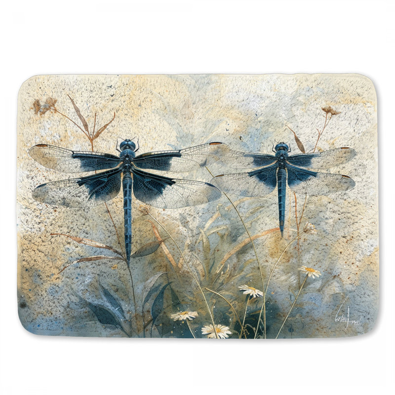 Tapis de bain Libellules insectes, L 21 po x L 34 po