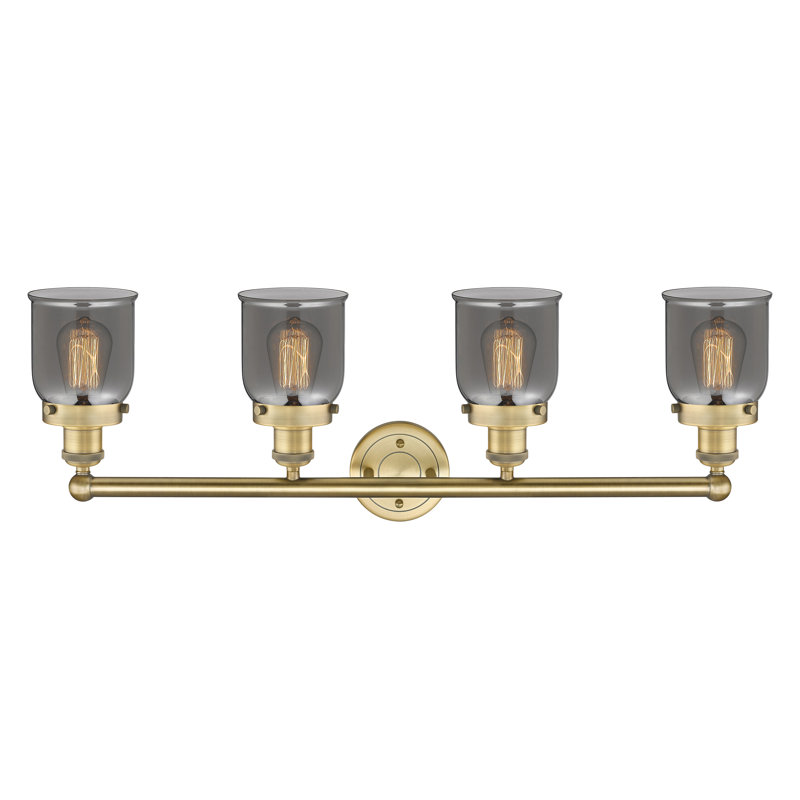 Éclairage pour meuble-lavabo à 4 lumières à intensité variable Asheton, Plaqué couleur fumée, Laiton brossé