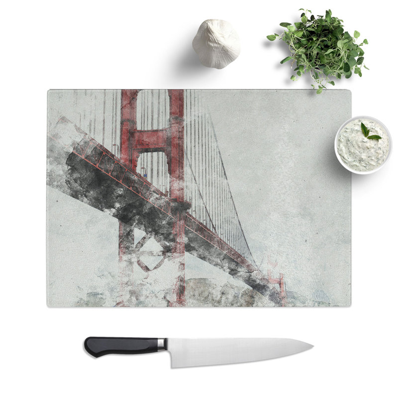 Golden Gate Bridge Vol.4 Watercolour Chopping Board, 0.4cm H x 20cm W x 28.5cm L