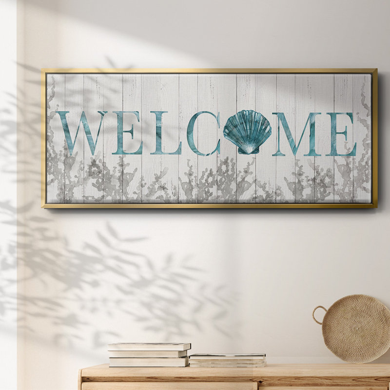 Welcome Shell- Framed Canvas, 20" H x 50" W