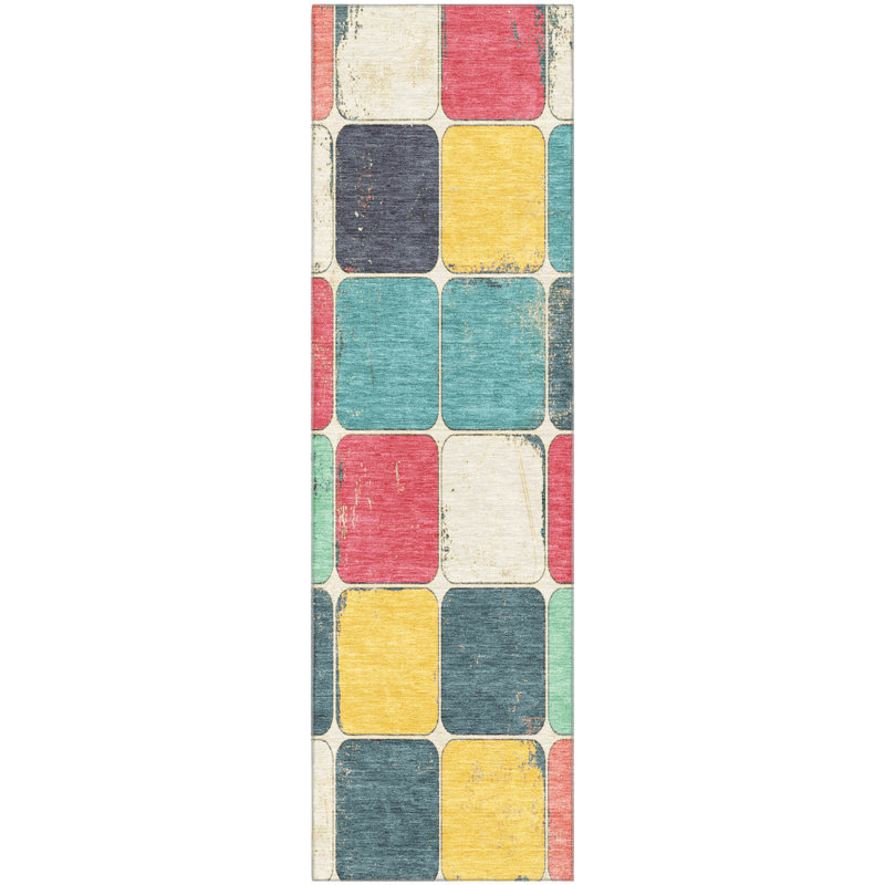 Premium Machine Washable Tiana Geometric Rug, Runner 2'3" x 7'6"