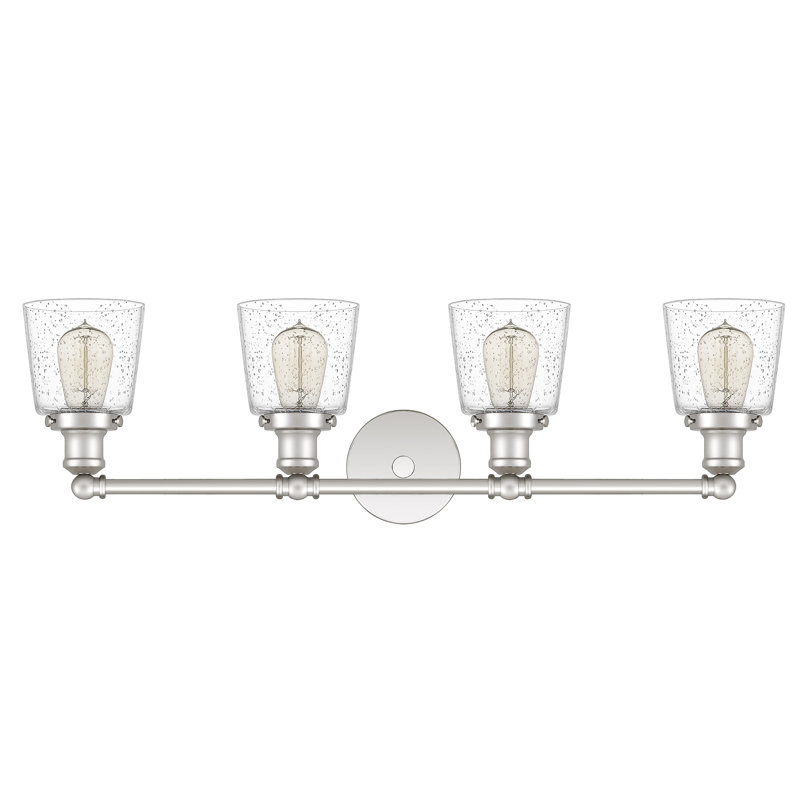 Éclairage pour meuble-lavabo à intensité variable Pickett, Nickel poli, Transparent avec grains