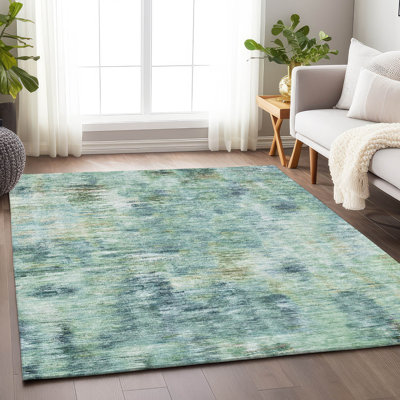 Premium Machine Washable Prisco Teal Rug
