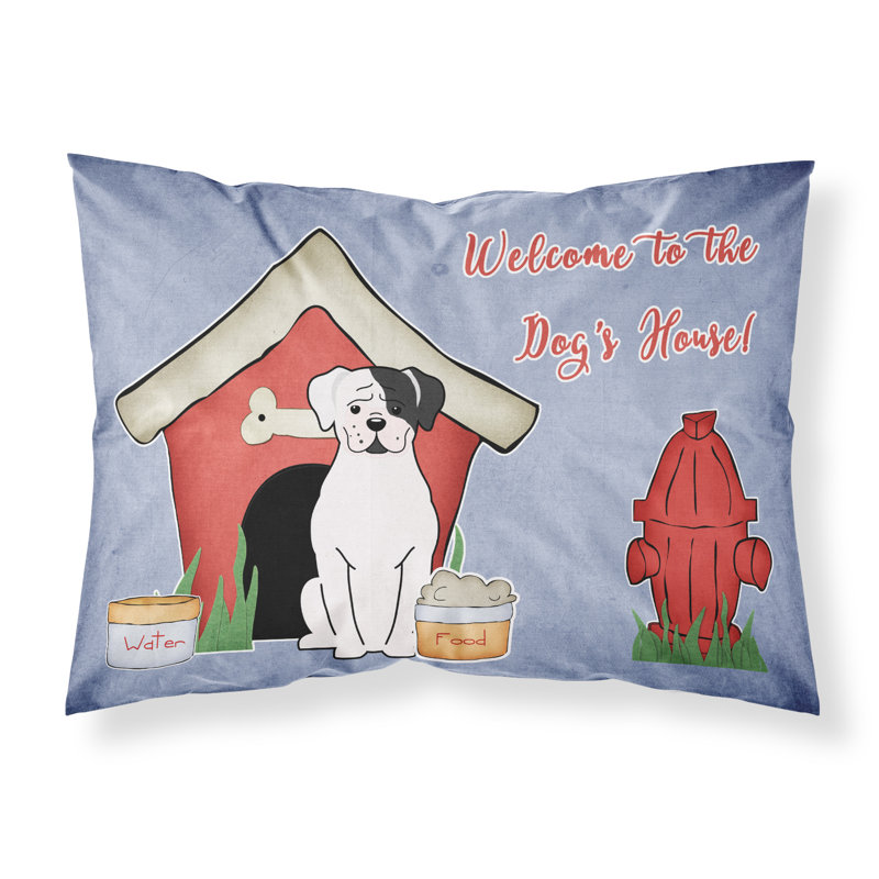 Taie d’oreiller chien house, Boxer blanc