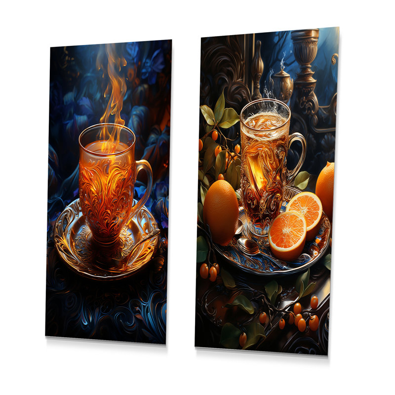 Turkish Coffee Twilight - ensemble d'art mural en métal café de 2, H 32 po x l 32 po