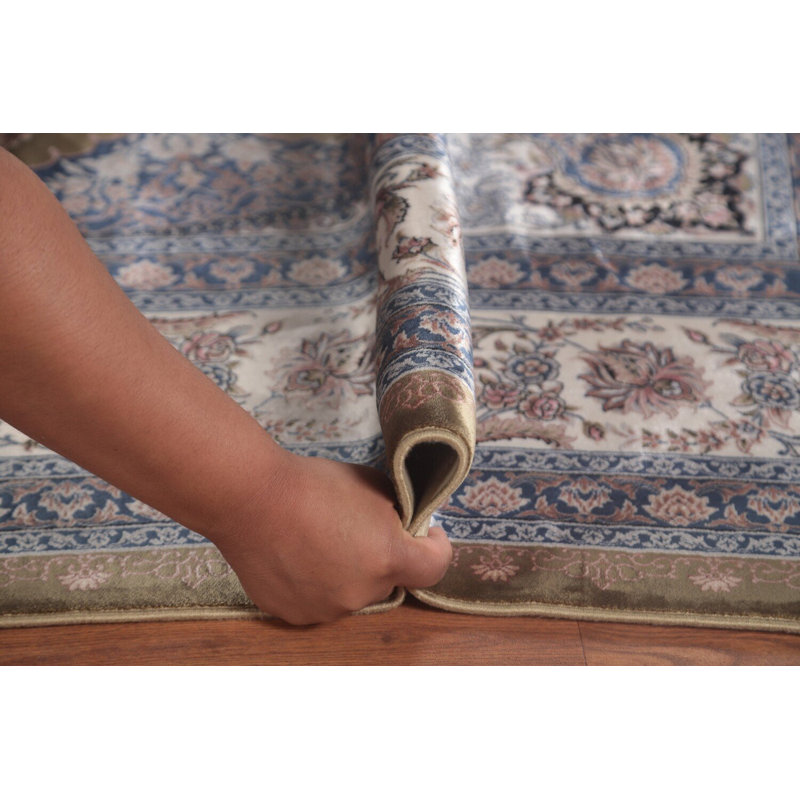 Tapis vert floral traditionnel 6 x 9