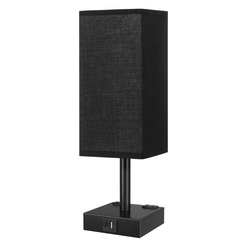 Lampe de chevet à contrôle tactile avec éclairage à intensité variable à 3 voies, ports de charge USB A + Type C, deux prises de courant alternatif et ampoule DEL E26 pour la chambre à coucher, le salon et le bureau