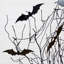 Arbre d'Halloween artificiel pré-éclairé noir avec des chauves-souris et 50 lumières DEL blanc chaud-469501587