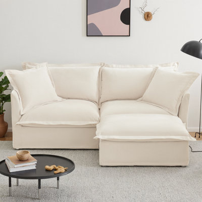 Canapé modulaire 2 places à housse avec repose-pieds convertible