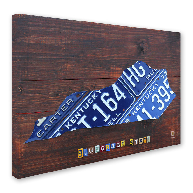 « kentucky license map », impression sur toile tendue, H 18 po x l 24 po x P 2 po