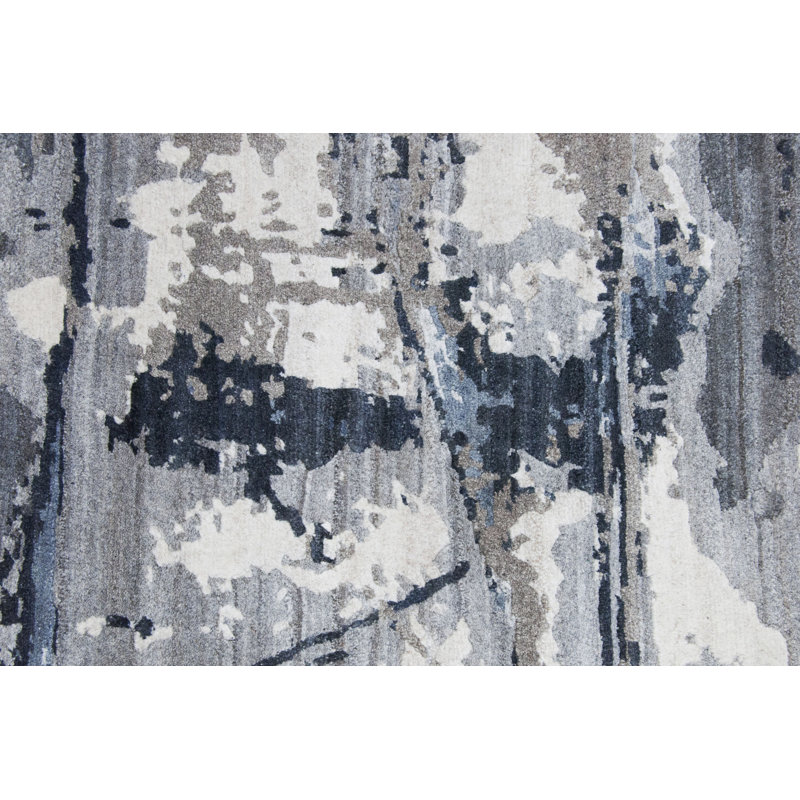 Hand Woven Wool Abstract Area Rug, Rectangle 9' x 12'