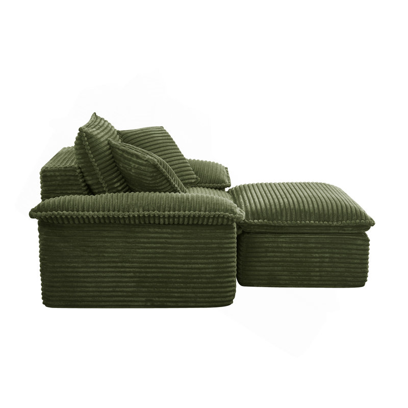 Ensemble de canapé-lit surdimensionné de 47 po et demi avec siège profond et repose-pieds mobile à 2 couches, canapé-lit Cloud avec méridienne, canapé-lit modulaire 1 place pour le salon, non-assemblé, molleton, beige