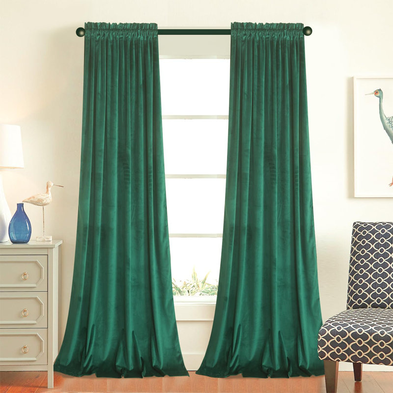 52"W Deep Green 2 Panels Luxury Decor Blackout Curtains Drapes, 132.08cm Width x 274cm Drop