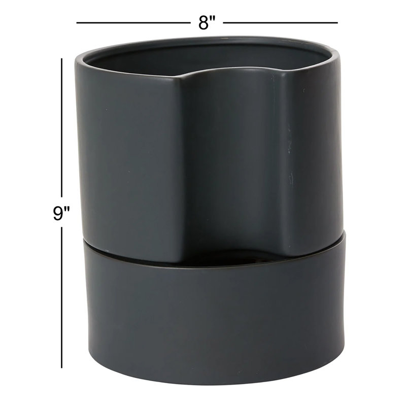 Pot de fleurs en céramique Patti, Noir, H 9 po x l 8 po x P 8 po