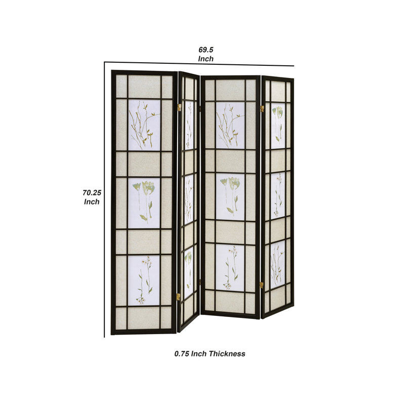 69.5'' W x 70.25'' H 4 - Panel Solid Wood Folding Room Divider