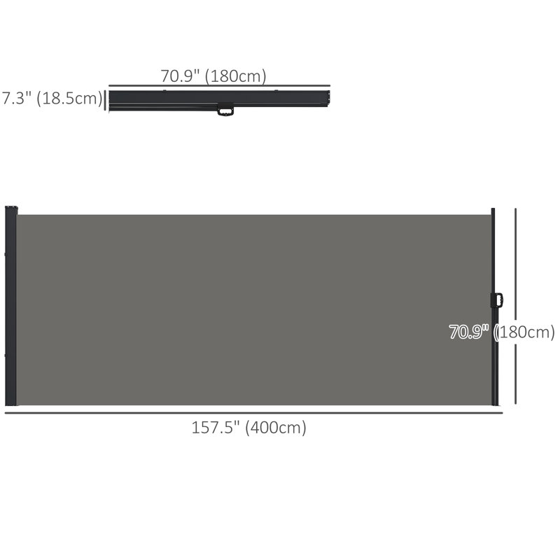 Clôture en métal gris, H 63 po x l 157,5 po