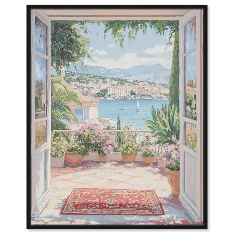 «Room with a View» par Art Remedy, H 46 po x l 37 po, Cadre flottant noir