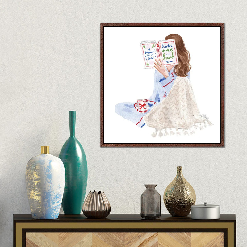 Reading Book by Style Of Brush - Gallery-Wrapped Canvas Giclée on Canvas, Classic Wood Floater Frame, 45.72cm H x 45.72cm W