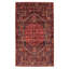 Tapis rouge foncé en laine noué à la main de conception unique 4 pi 2 po x 7 pi 3 po Moana