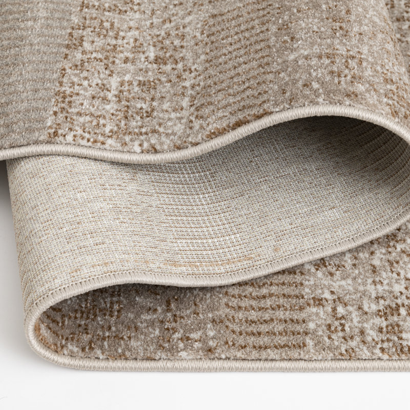 Bungalow Rose Puryear Beige/Orange Abstract Indoor Polypropylene Area Rug, Rectangle 4'11.1" x 7'6.6"
