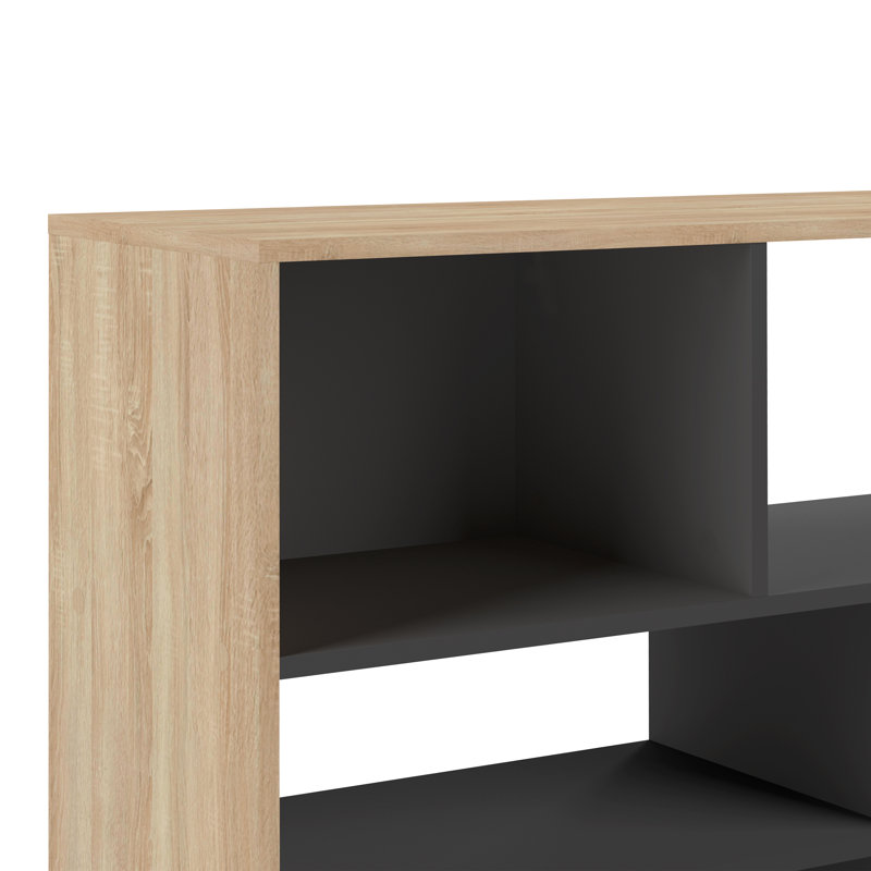 Shuntel 162.8cm H x 90.8cm W Geometric Bookcase, Black/Oak