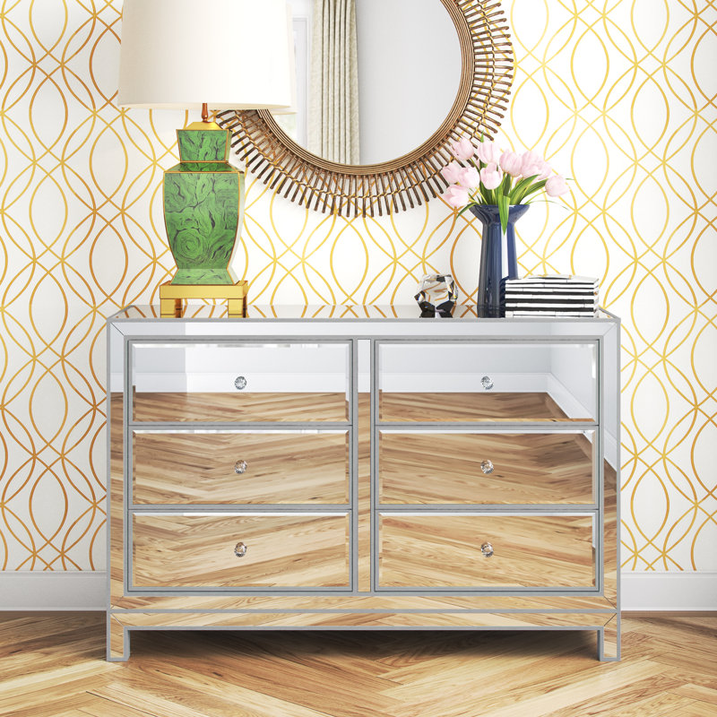 Fairgrove 6 Drawer 48'' W Double Dresser, Antique Silver