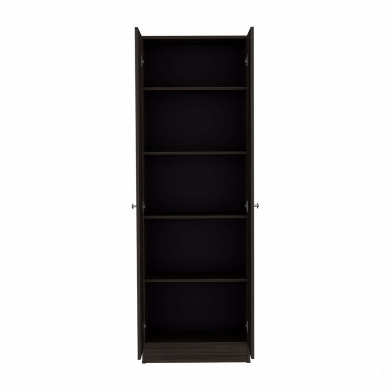 Cabinet 71" H, Two Doors, Five Internal Shelves, Brown