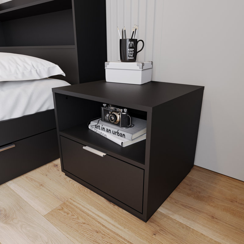 Leika 1 - Drawer Nightstand, Black