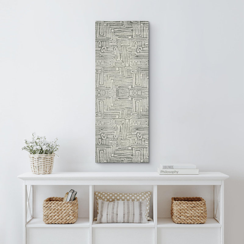 «Geometric Line», vert, blanc, île tropicale, feuilles de palmier, illustrations, art moderne, décoration bohème sur toile, 2 pièces