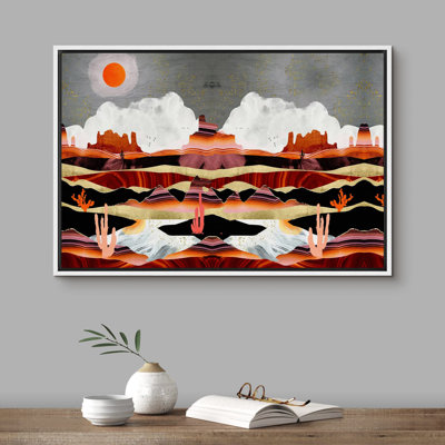 Red Marble Effect Desert Canyon Abstract Wilderness Illustrations Modern Art Rustic Scenic Colorful "" on Canvas -  wall26, FCV-BS01-MOUNTAIN-1912-M01-B.WT-16x24