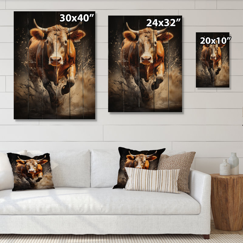«Cow Grace» sur bois, H 20 po x l 10 po x P 0,78 po