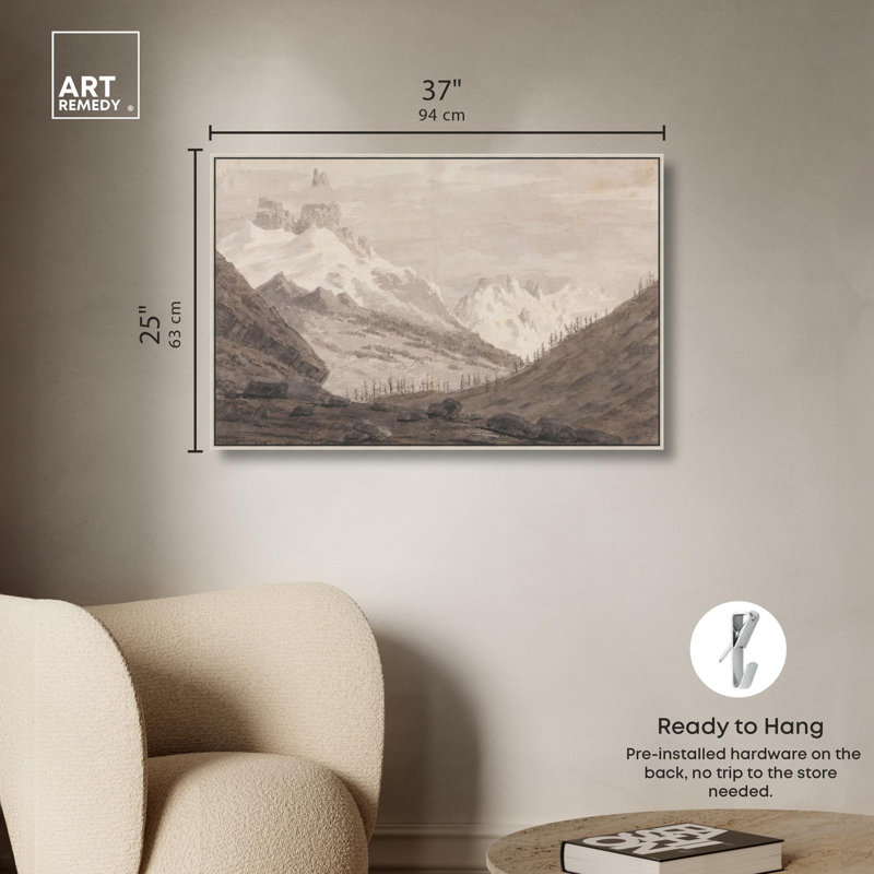 Chamonix et Martigny, art sur toile par Art Remedy, Cadre argenté, H 21 po x l 31 po