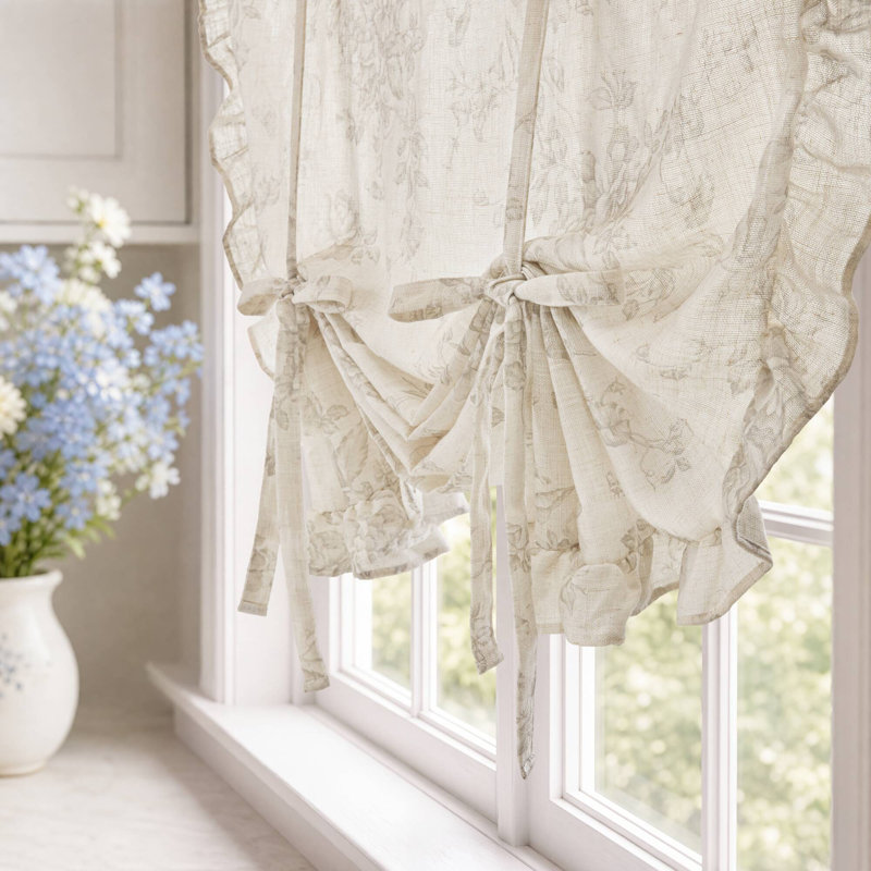Adèle Ruffle 210 g/m², 95 % polyester, 5 % lin, panneau à nouer Adèle Ruffle, Neutre