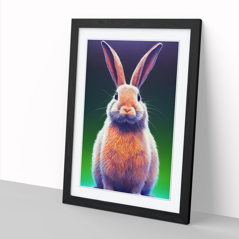 Rabbit Portrait Vol.2 - Single Picture Frame Print, 64cm H x 46cm W x 2cm D, Black
