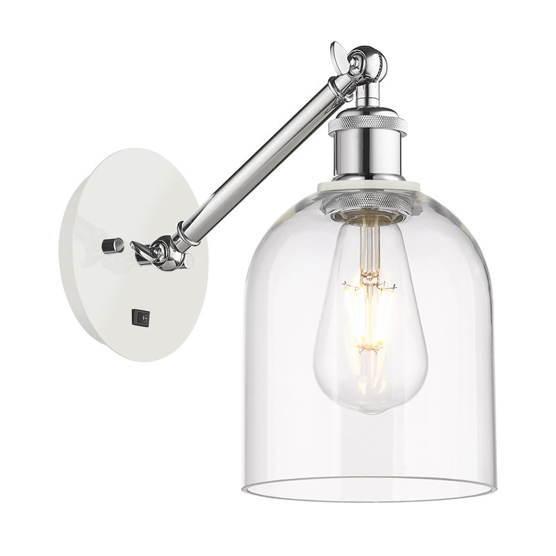 Odaniel Steel Armed Sconce, Clear, White Polished Chrome
