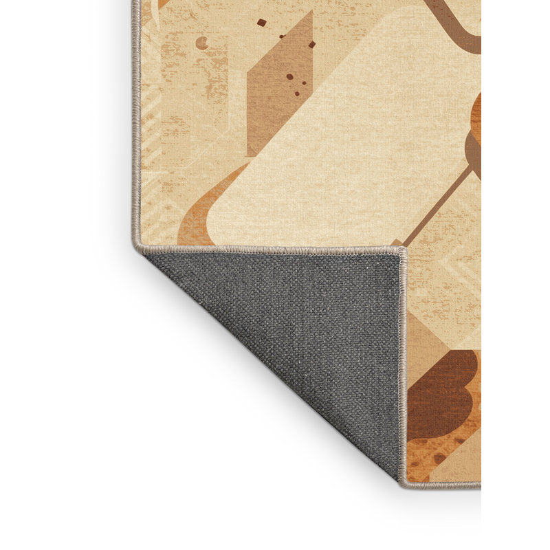 Soft Plush Burholme Popsicle Modern Abstract Area Rug in Beige – Beige Binding, 2x5
