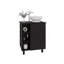Meuble-lavabo avec lavabo, 1 porte, 4 pieds, 5 tablettes, wengé noir-833738537