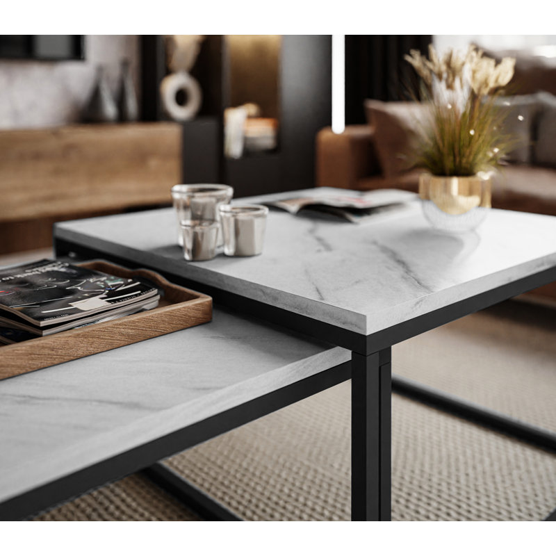 Jervontae Coffee Table Set, 42cm H x 70cm L x 70cm W, Black