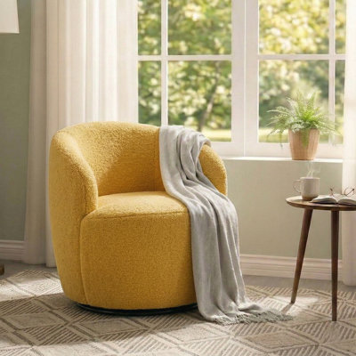 Teddy Fabric Swivel Accent Armchair Barrel Chair