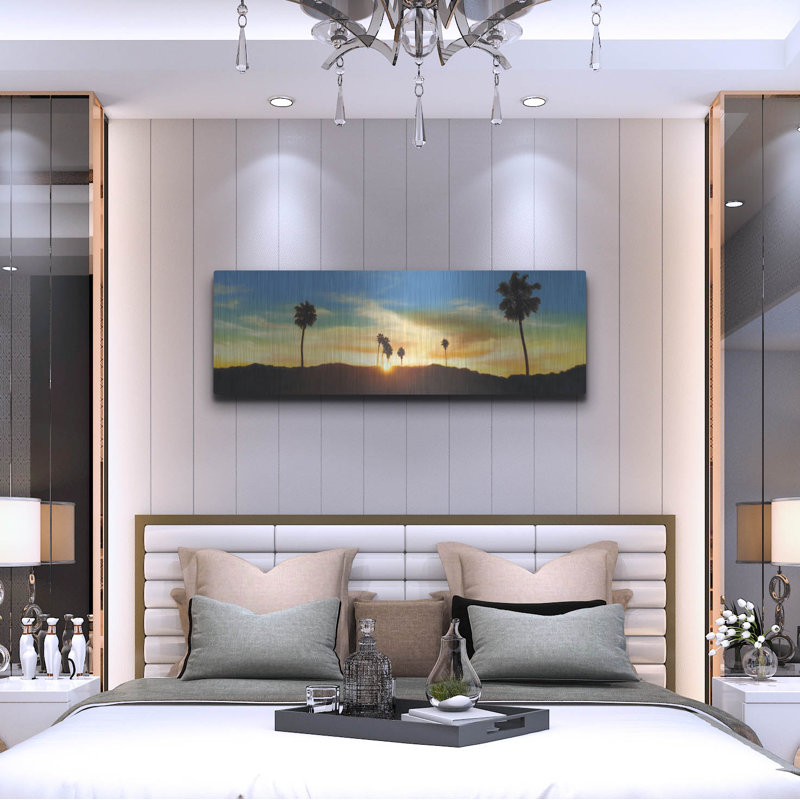 «Hollywood Hills Sunset» par Rick Monzon, art mural en métal, H 16 po x l 48 po