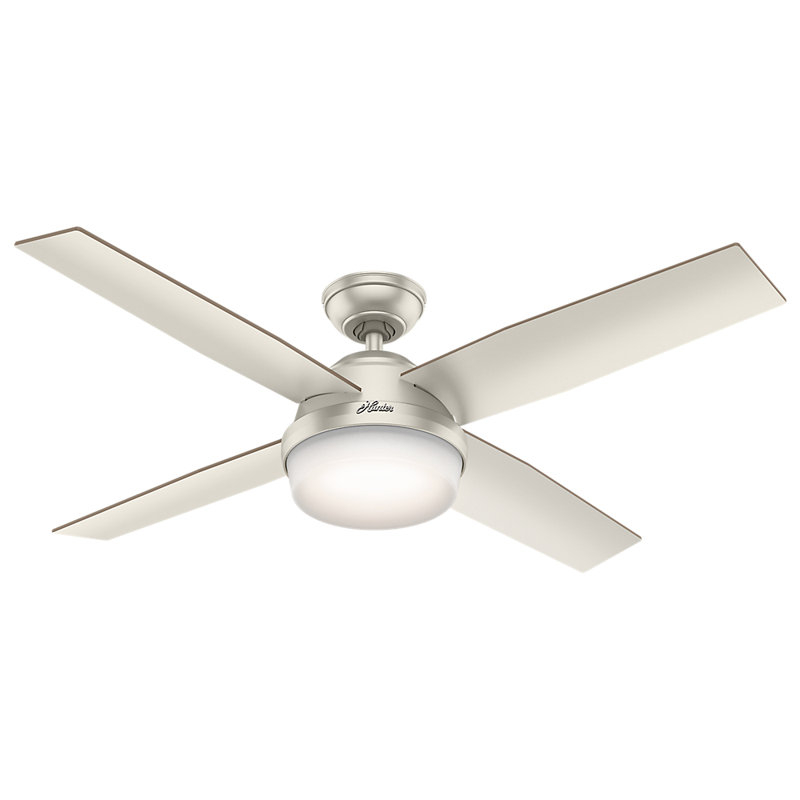 52'' Matte Nickel Ceiling Fan with LED Light and Remote